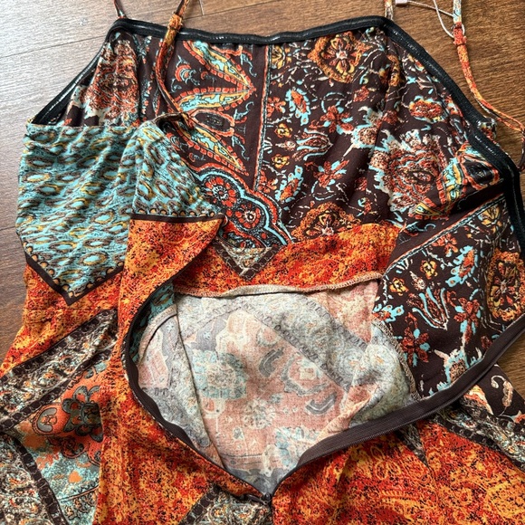 NWT Organic Viscose Boho Maxi Dress | Adjustable Wrap Palazzo Gown with Slits - Picture 10 of 13